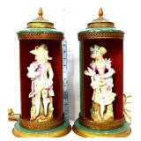 Pair vntg lamps w/ courting couple figures