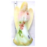Fenton 8in opal satin angel with flowers