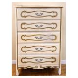 Vintage French  5 drawer tall chest see photos
