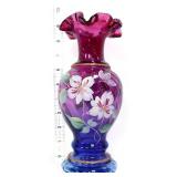 Fenton signed mulberry 9in 50th Anniversary vase