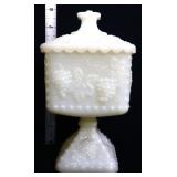 Vintage milk glass covered compote