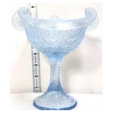 Fenton blue iridescent persian medallion compote