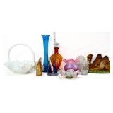 Mixed estate lot, inc milk glass basket LOT AS IS