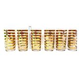 Set of 6 vintage gold stripe drinking glasses