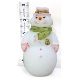 Fenton white satin 4in snowman w/ green scarf