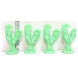 Lot of 4 miniature jadeite roosters