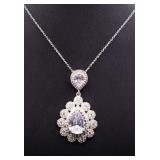 Cartier style white sapphire necklace, lab grown