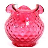 Fenton cranberry coin dot 5in vase