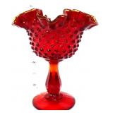 Fenton amberina hobnail 6in open compote