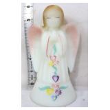 Fenton 6in white satin angel with hearts