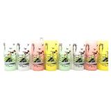 Lot of 8 colorful MCM drinking glasses