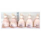 Lot of 5 5inch glass pink lady figures