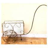 Vntg metal flower cart magazine rack NO SHIP