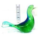 Murano blue/green art glass sommerso dove figure