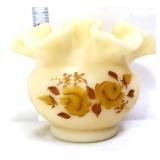 Fenton custard bowl with yellow roses