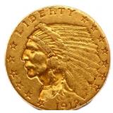 1912 Indian head $2.5 gold coin