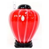 Fenton cranberry opalescent rib optic ginger jar