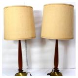 Pair MCM table lamps w/ tall shades