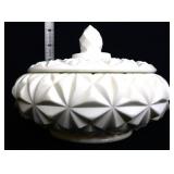 Vintage milk glass covered candy dish