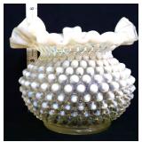 Fenton clear opalescent hobnail 5in vase