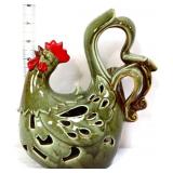 Green decorator rooster figure