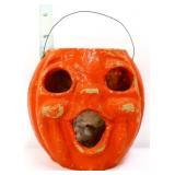 Vntg paper mache jack o lantern candy bucket