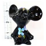 Fenton black mouse with flowers