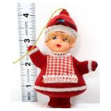 Vintage felt 4in Mrs Claus Christmas ornament