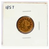 1857 $2.5 gold coin
