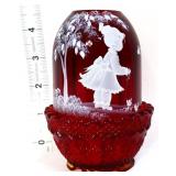 Fenton amberina Mary Gregory fairy lamp