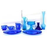 Lot of 9pcs of blue glass