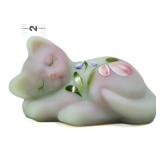 Fenton lotus mist sleeping cat figure