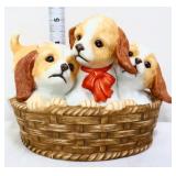 Homco porcelain 3 puppies in basket figure