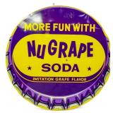 Vntg metal 36in NuGrape Soda bottlecap sign