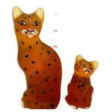 Fenton autumn gold satin leopard mother & cub set