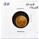 1858 $1 gold coin