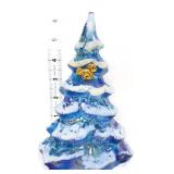 Fenton 6in blue iridescent flocked Christmas tree