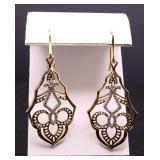 Pair diamond dangle earrings