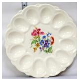 Vntg 9in egg dish w/ flowers