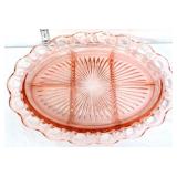 Vntg pink depression old colony divided platter