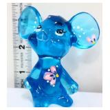 Fenton blue mouse with pink flowers