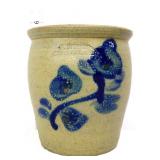 Stebner Pottery cobalt decorated crock