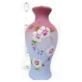 Fenton 8in blue burmese signed dogwood vase