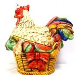 Rooster on basket cookie jar