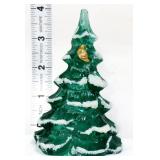 Fenton 4in emerald green flocked Christmas tree