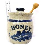 Cobalt decorated stone honey jar