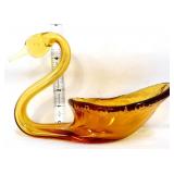 Vintage amber swan dish