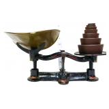 Vintage cast iron scales with weights