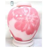 Fenton rosalene K Murphy sand carved ginger jar