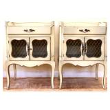 Pair vntg French wire door nightstands see pics